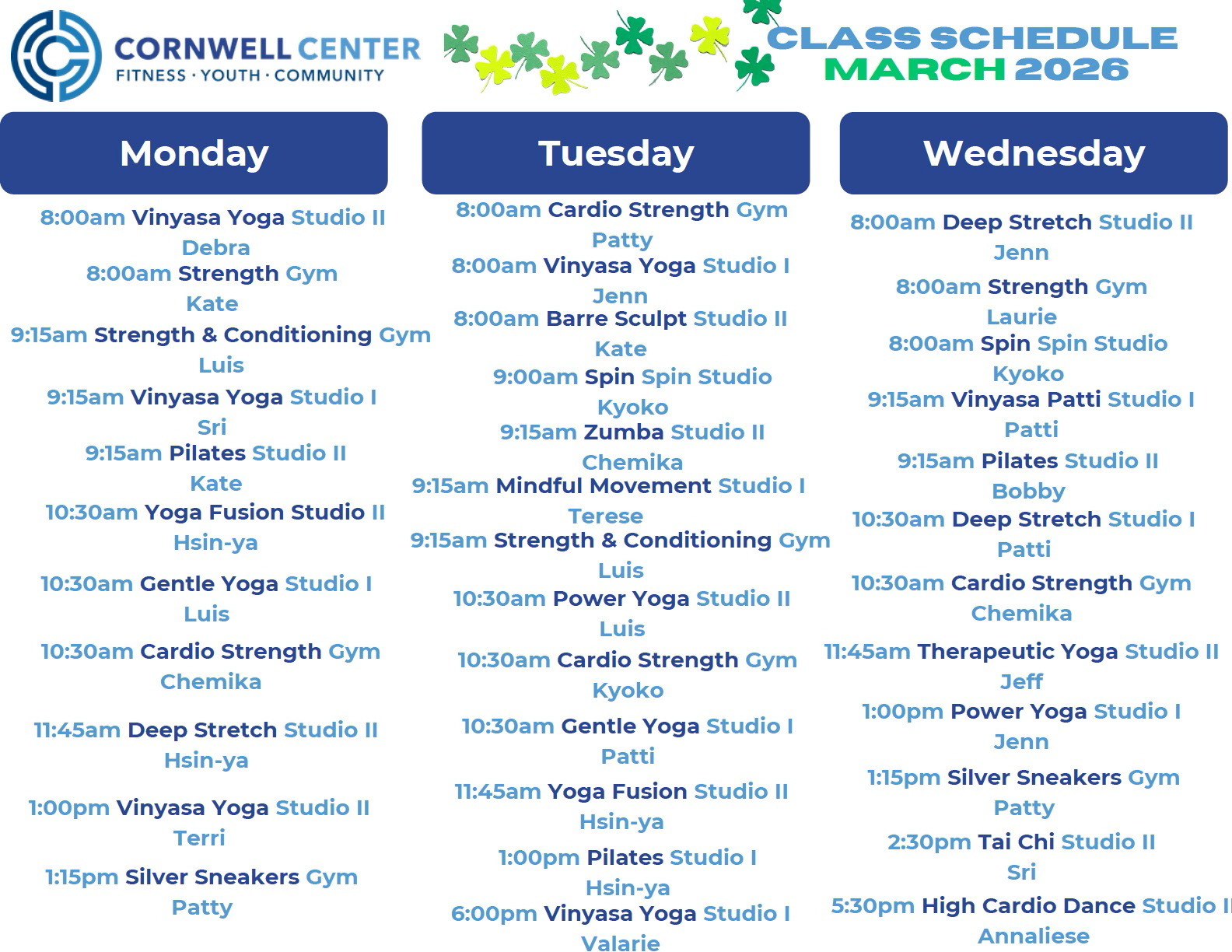 March 2026 GE Schedule