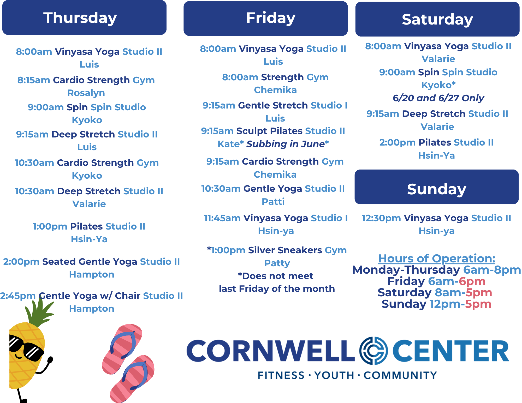 June 2026 Monthly Fitness Schedule, Page 2