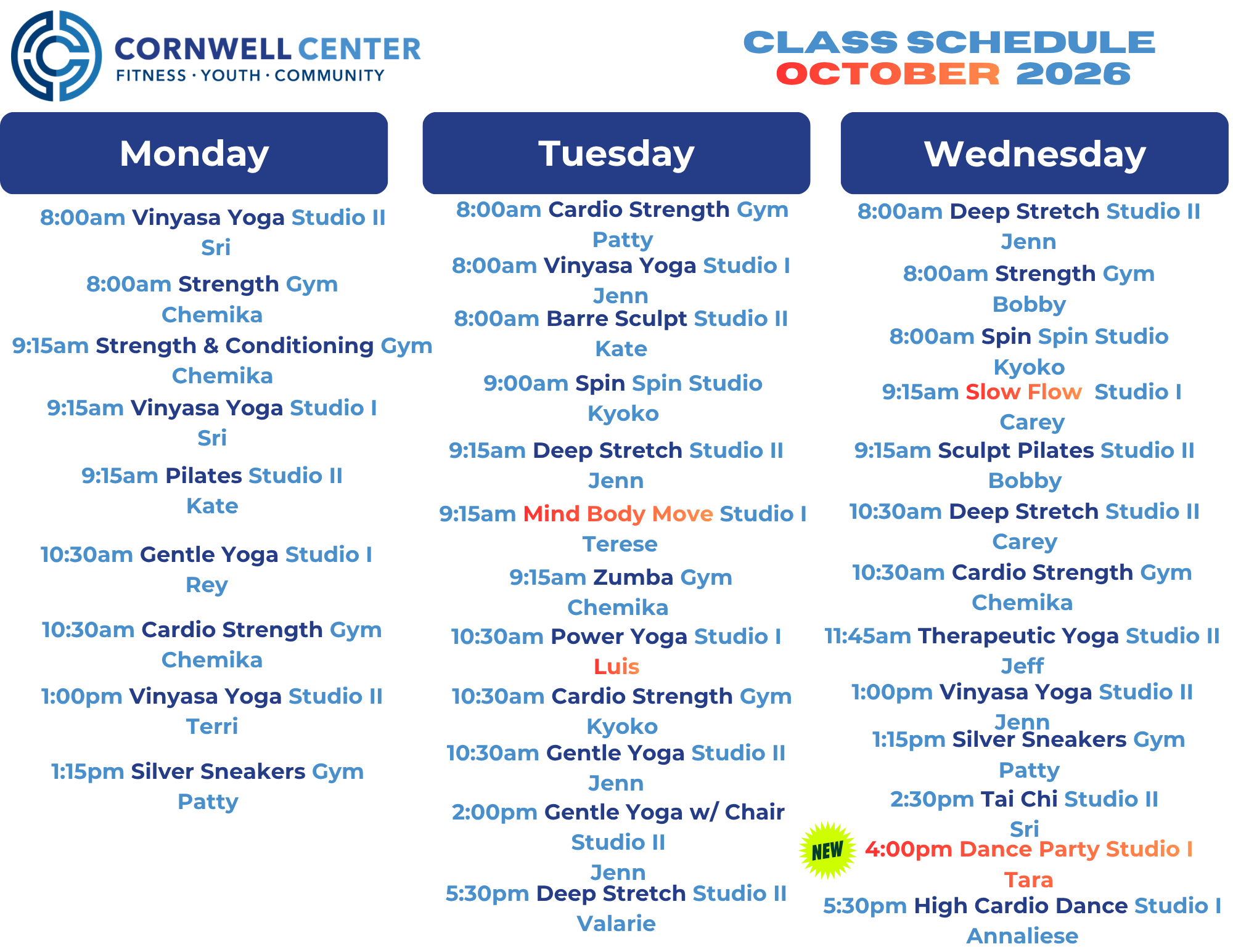 2026 October GE Schedule, Page 1